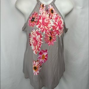 2/$25💥 NEW INC International Concepts Floral Gray Coral Tank Top Sz M